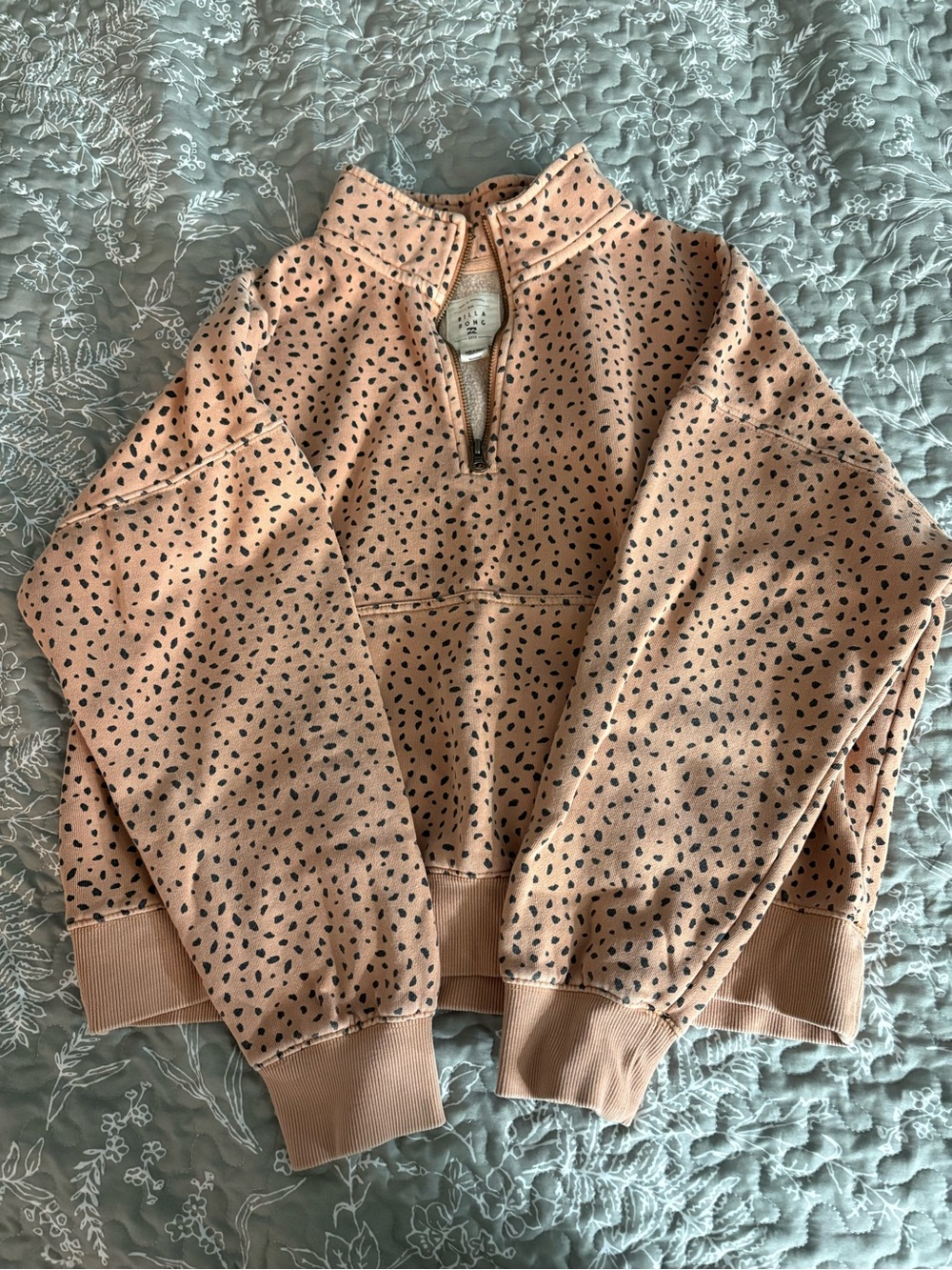 Billabong Tan Quarter-zip with Black Speckle Print